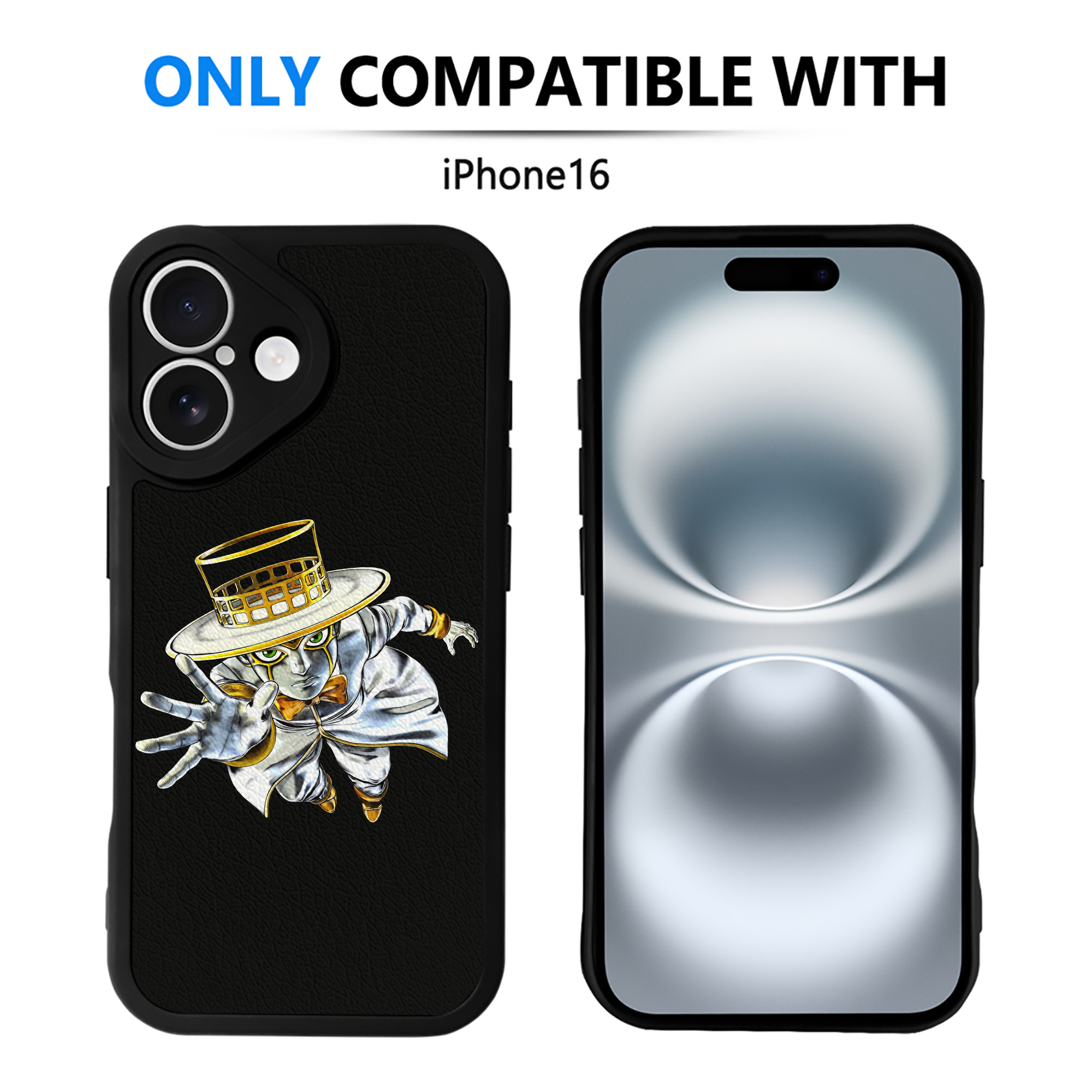 （画像用） ジョジョの奇妙な冒険 岸辺 露伴（きしべ ろはん） JoJo's Bizarre Adventure Rohan Kishibe 【iPhone 16シリーズ対応】シリコンスマホケース（レザー調） 材質：シリコン